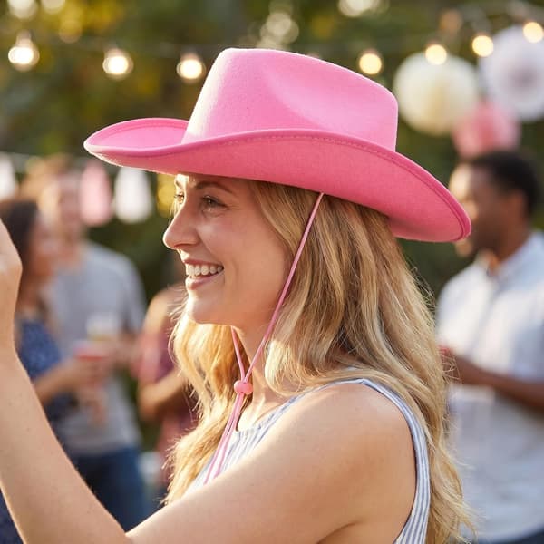 Pink fest cowboyhat 3 stk til kvinder og pigers western -