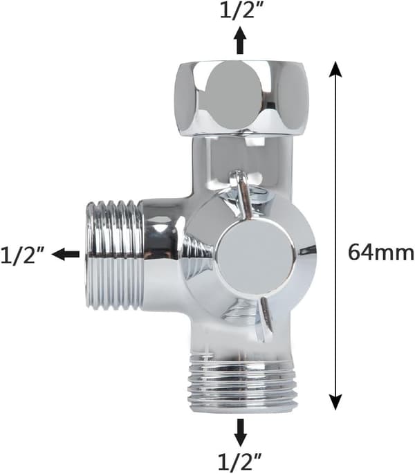 3-vejs bruseomskifterventiladapter, G1/2 T-adapterventil