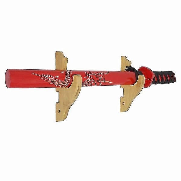 2-pack Bambusvärd Displayställ Träfinish Svärdkrok Väggfäste Samurajsvärd Hängare För Katana Wakizashi Tanto Genji