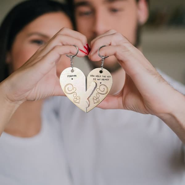 Valentinsdag nøglering til par Kærlighed Hjerte nøgleringe