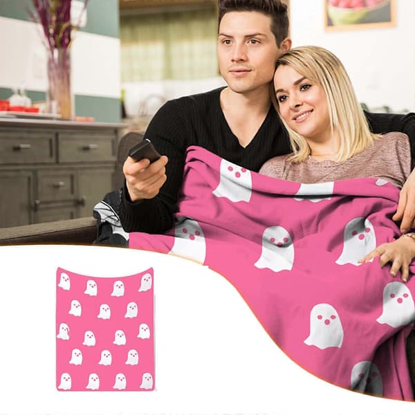 2025 Halloween Ghost Blanket Flannel Double-Sided Blanket Kawaii Plush Throw