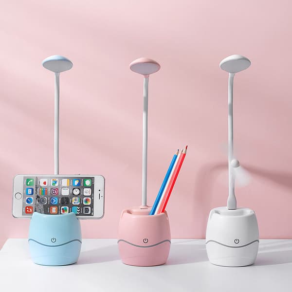 Multifunksjonell skrivebordslampe Mini USB-lading Studentlesing Øyebeskyttelseslampe (Blå)
