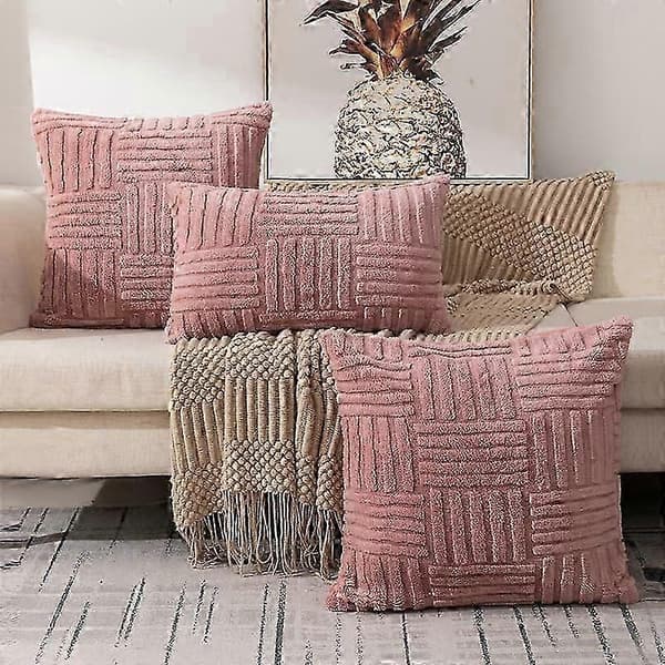 Snowflake Fleece Pillowcase Solid Color 45x45 cm Leather Pink One Piece [DB]