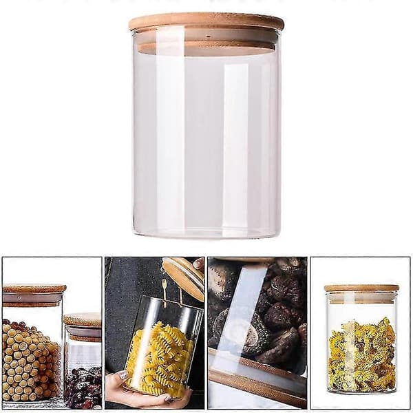 10 st bambu trälock glasburk lufttät behållare kök förvaringsflaskor burkar matbehållare te C