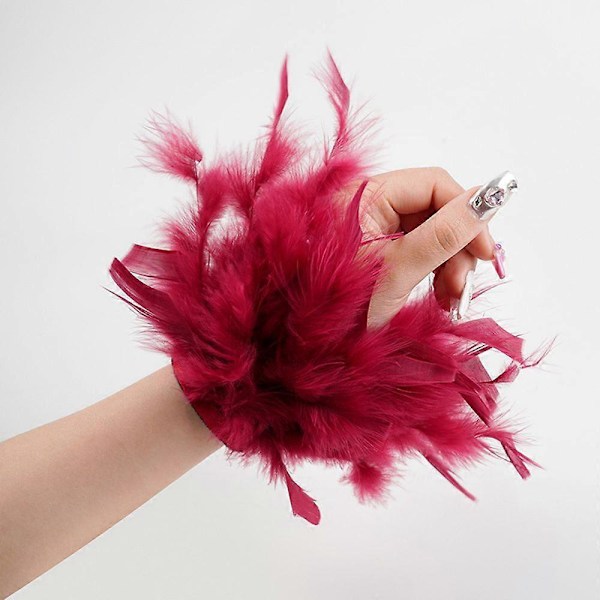 1 Par Fjerarmbånd Justerbart Bånd Luksuriøse Lag På Lag Fjer Charme Bånd Armring Halloween Cosplay Fester Tilbehør [db] Rose Red