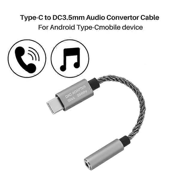 ALC5686 USB Type-C til 3,5 mm DAC Digital Dekoder Lydadapter, Grå
