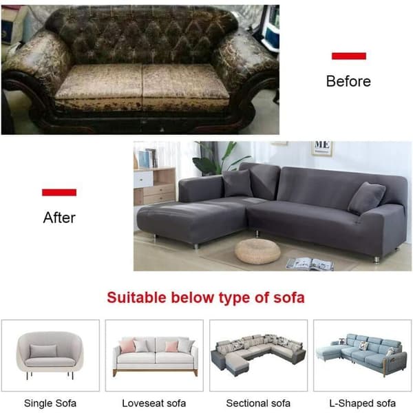 Corner Sofa Cover with Armrests, Stretchy Sofa Cover L-shaped Sofa Protector (L-shaped Corner Sofa, please buy two pieces) - Light Grey Single 90-140cm