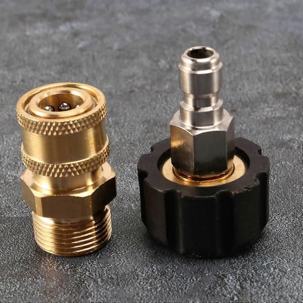4x Højtryksrenser Adapter Sæt M22 Til 1/4 Tomme Lynkoblingssæt, M22 14mm Til 1/4 Tomme Lynkobling