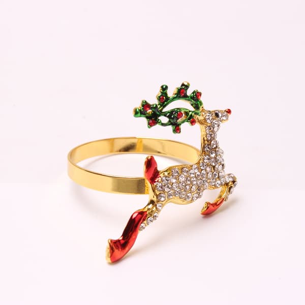 6 stykker juleservietringe - Diamantbesatte elge, Unik N#