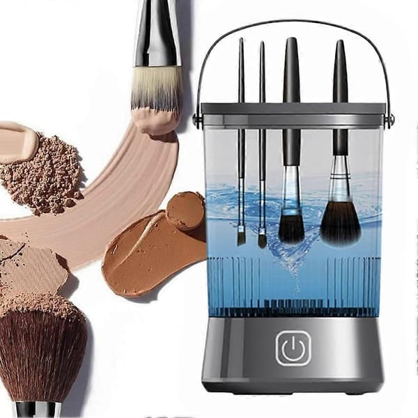 Elektrisk makeupbørsterenser med rensemåtte USB Automatisk rotation Makeupbørsterenser til makeupelskere Kvinder Sort