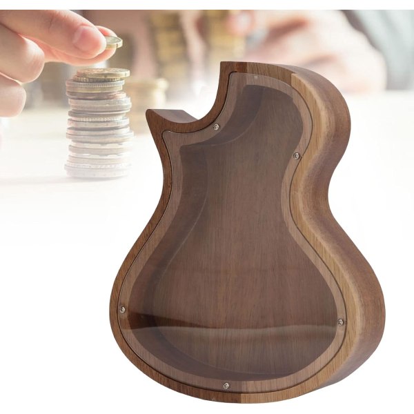 1 spargris i trä, gitarrformade dekorativa myntbanksspar