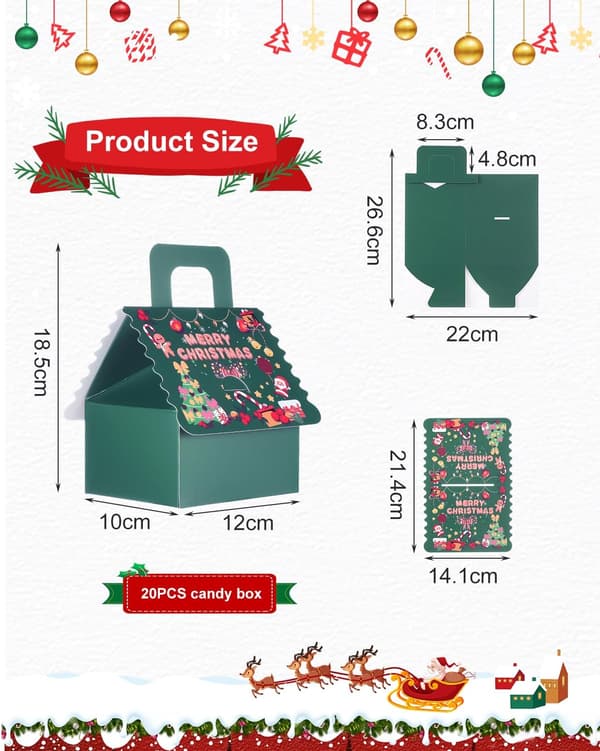 20 st Julklappsaskar, Julaftons Äppelaskar, Julgodisaskar, Nya Festliga Presentförpackningar