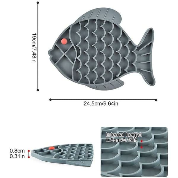 Anti-slimete silikonskål for hunder og katter - Slow Feed Fish Green, Sunny