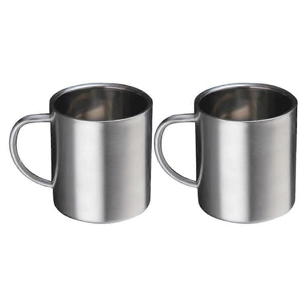 Sæt med 2 kaffekopper i rustfrit stål, dobbeltvæggede drikkekrus 300 ml/10 oz