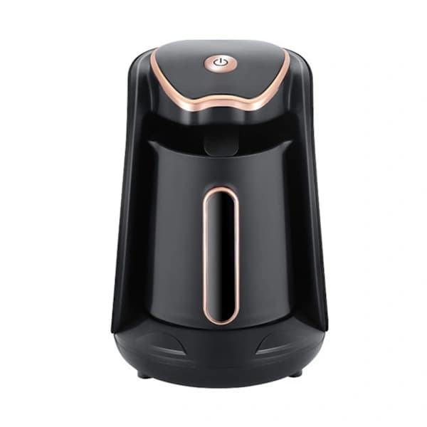 Electric Turkish Coffee Maker with Anti-Overflow Protection and Audio-Visual Warnings for Home Use, 4 Cups, Black