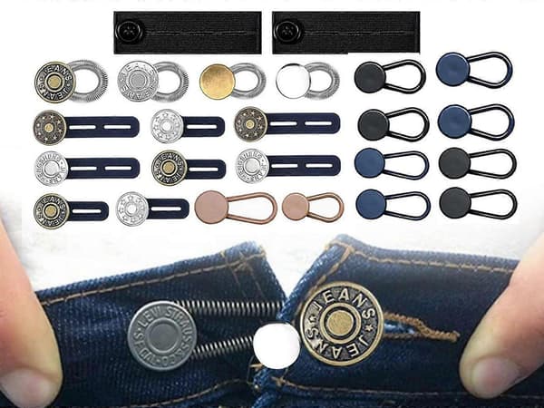 24 stk. Usynlige Jeans Forlængerknapper Elastisk Taljeforlænger Spænde [DB]
