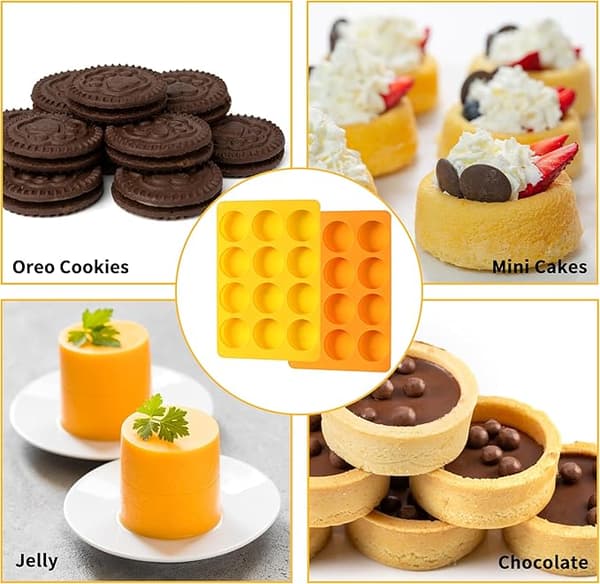 2 stk. Oreo Chokoladekage Silikoneforme, 12-hullers Rund Silikoneform