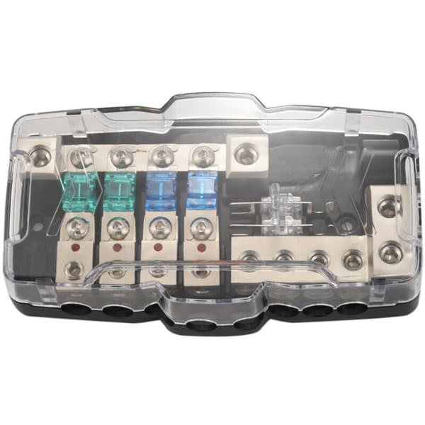 Multifunksjonell bilstereo ANL sikringsholder distribusjon LED 0/4Ga uttak 4-veis sikringsboks 30A 60A 80Amp