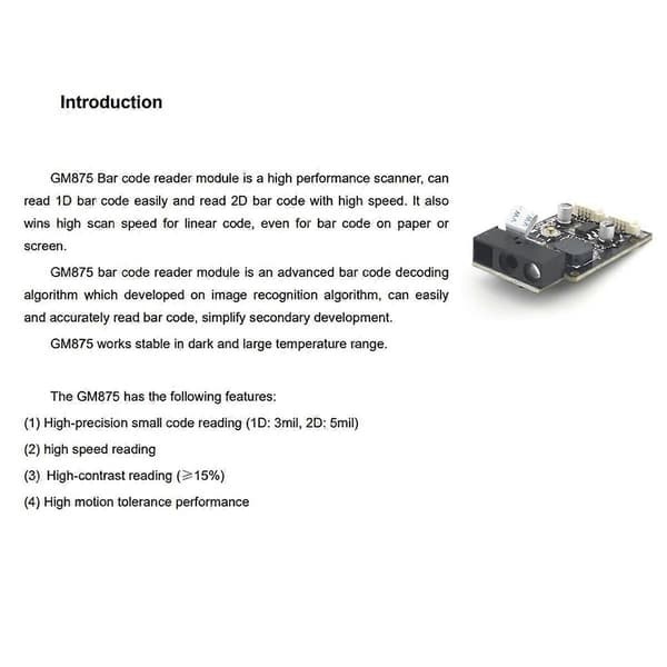 GM875 1D 2D Kodescanner Stregkodelæser Indlejret QR-kode Genkendelsesmodul Stregkodeenhed Terminalscanningsmotor
