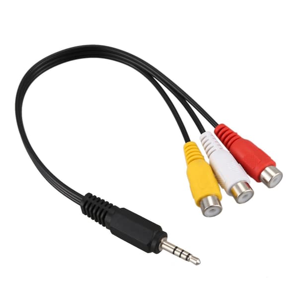3,5 mm hann til 3 RCA hunn lyd video AV-kabel 22 cm