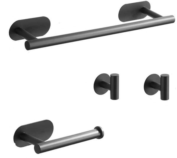 Self-adhesive wall-mounted towel rail 40cm – SUS304, 2 hooks, for kitchen and bathroom