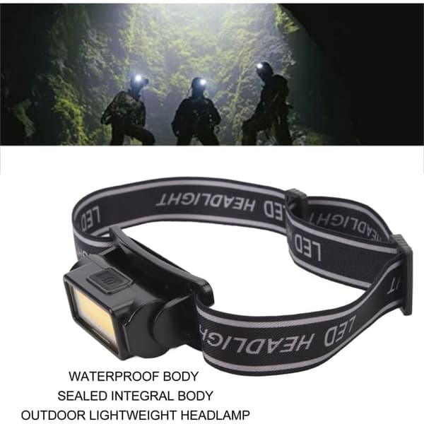Rechargeable LED COB Headlamp for Camping Hiking, Lightweight Waterproof with Comfortable Headband