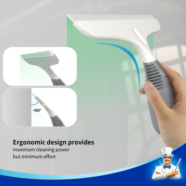 Silicone Squeegee, 2-pack Heavy Duty Window and Glass Scrubber with Hook for Home, Car, Bathroom Surfaces 2 Pack