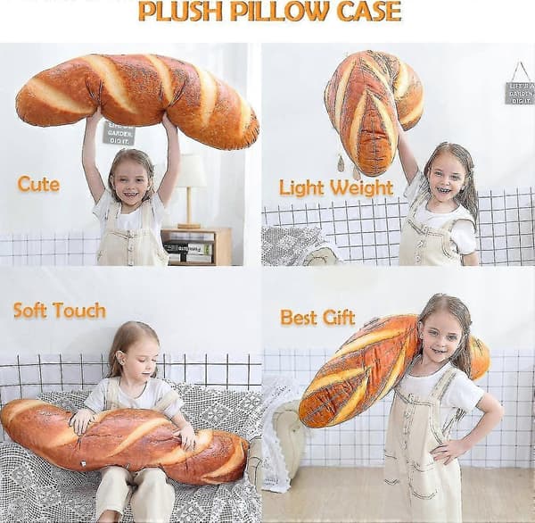 8 in 3D Simulation Bread Shape Pillow, Soft Lumbar Baguette Back Cushion, Funny Food Plush Stuffed Animal