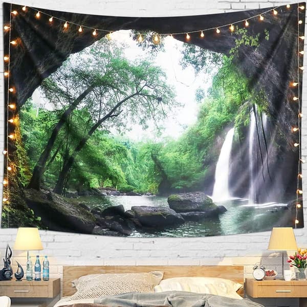 Sunset Tapestry Forest Ocean Mountain Tapestry Wall Hanging