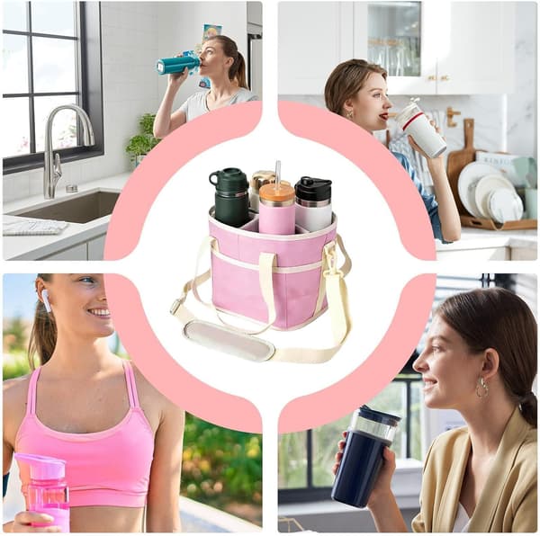 drikkepose lekkasjesikker med 4 rom og sammenleggbar rosa - Rosa
