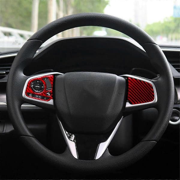 Red Carbon Fiber ABS Steering Wheel Button Switch Protection Trim Decor Sticker for 10th Gen 2016 2017 2