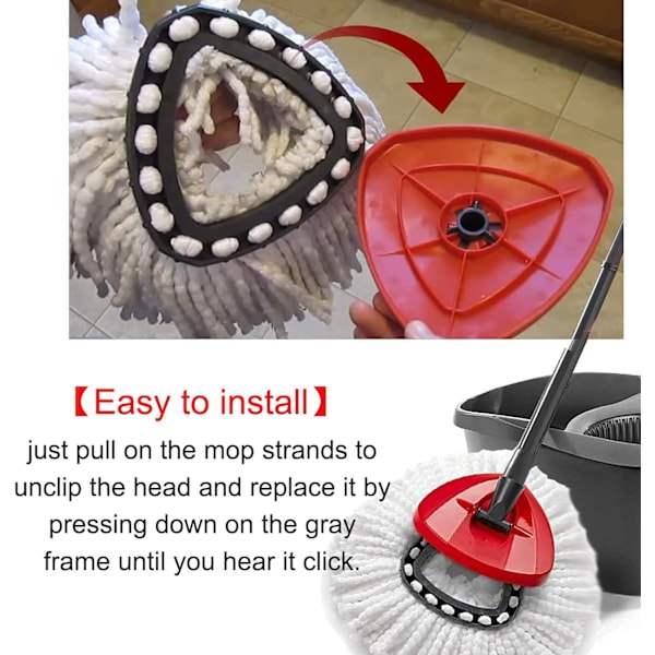*3 moppehoveder til udskiftning af mikrofibermopper til snurremoppe M*