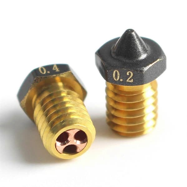 6 stk. dyser til VORON/MK3S-printere V6 PTFE-belagt messingdyse 0,2/0,3/0,4/0,5/0,6/0,8 mm 3D-printerdyser