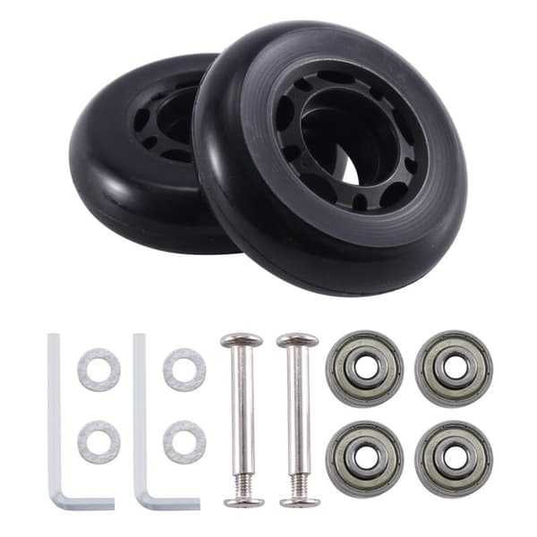 63mm X 18mm Suitcase Luggage Wheels Replacement Kit Pair Universal Environmentally Friendly Polyurethane Luggage Repair Black