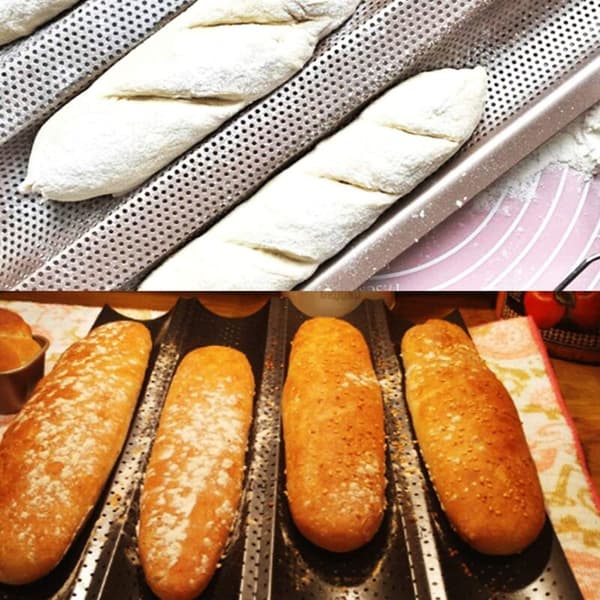 Perforated Baking Tray for 4 Baguettes Non-Stick Essential Accessory for Successful Baguettes, DIY
