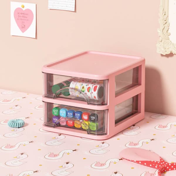 Cosmetic Storage Container for Makeup Lovers, Removable Desktop Organizer with Drawer Features Handle, Transparent Drawer Design for Efficient Small Storage