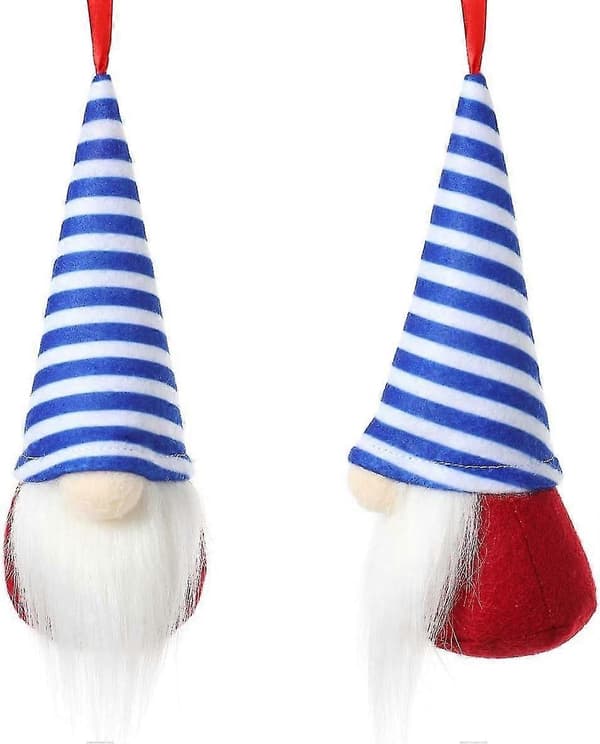 Tomte självständighetsdagsprydnader set om 10, patriotiska tomteprydnader