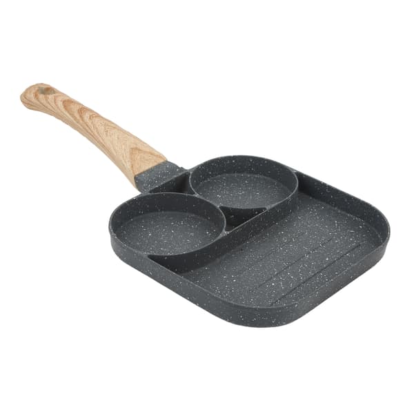 Egg Burger Maker Pan 3 Sections Divided Grill Frying Pan Non Stick Omelette Pan for Home Kitchen