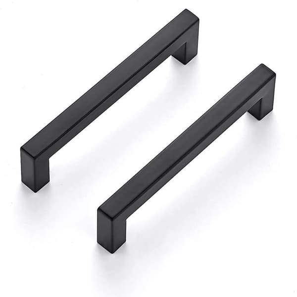 10 Pieces 160mm Black Kitchen Cabinet Handles, Stainless Steel Cabinet Pulls for Drawers, Wardrobe, Modern Design