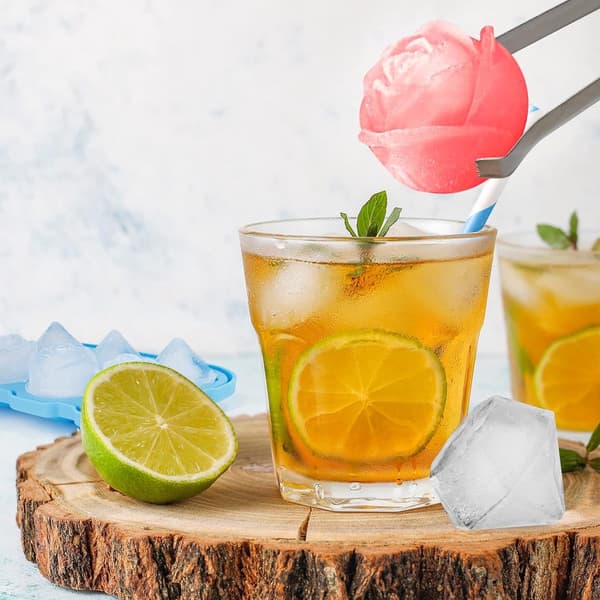Silikone isterningebakke, 2 tommer rose- og diamantforme med låg, 3 hulrum hver