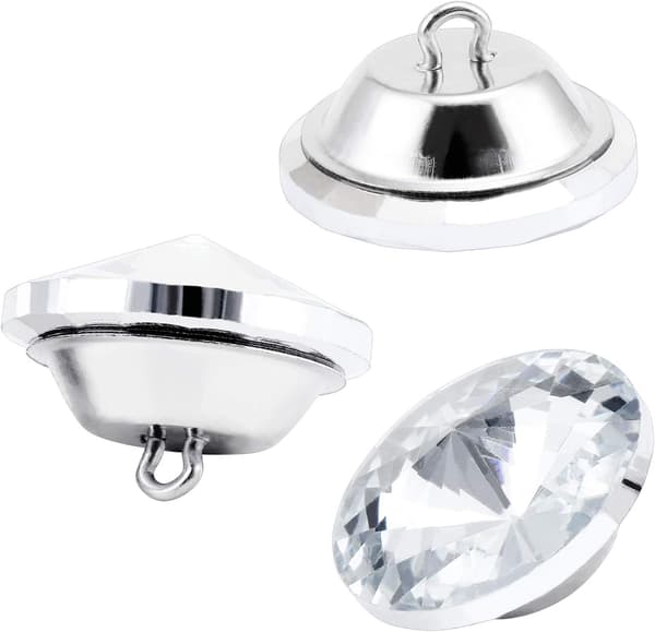 60 Krystalknapper, 25 mm Møbelknapper med Metalspænde til Sofa og Møbelpolstring