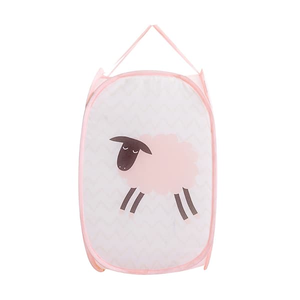 Pink Foldable Basket with Handles, Laundry Hamper