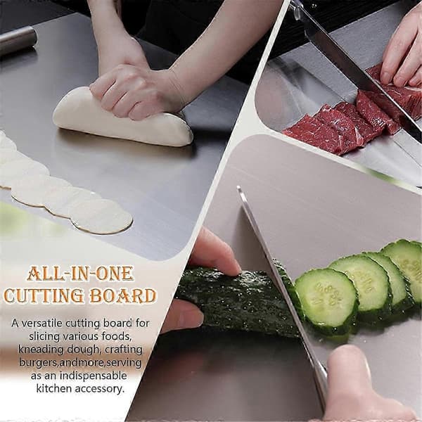 Non-slip stainless steel cutting board with edge and silicone