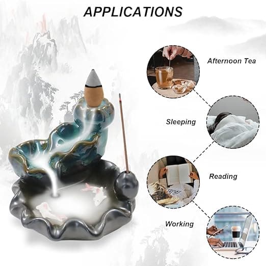 1 x Ceramic Incense Burner with Delicate Backflow Holder
