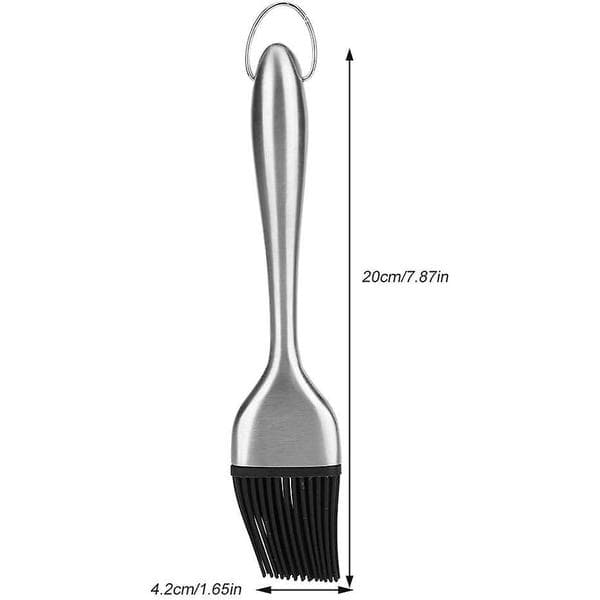 BBQ Oil Brush Heat Resistant Silicone Basting Brush Roasting Tool with Stainless Steel Handle for Baking, 20cm