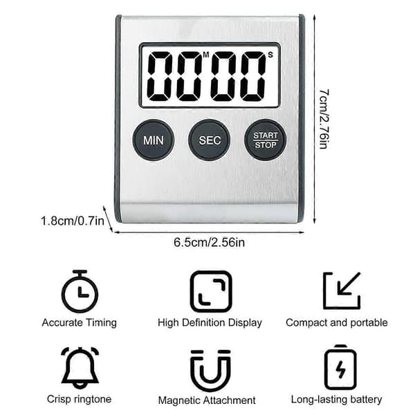 2 Pieces Kitchen Clock Digital Timer Kitchen Clock Stopwatch Digital Timer with Magnet Egg Timer Digital Kitchen Clock