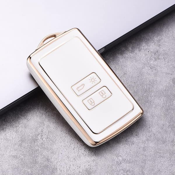 Guld beige - Renault nøglering TPU-materiale 4 knapper