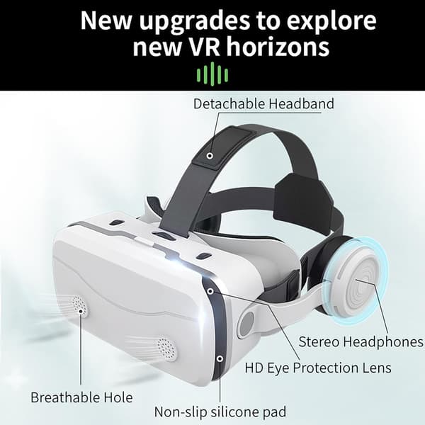 (Sort) G15E VR-briller, kompatible med 4,5-7,0 tommer virtual reality-hjelme, julegave, valentinsdagsgave