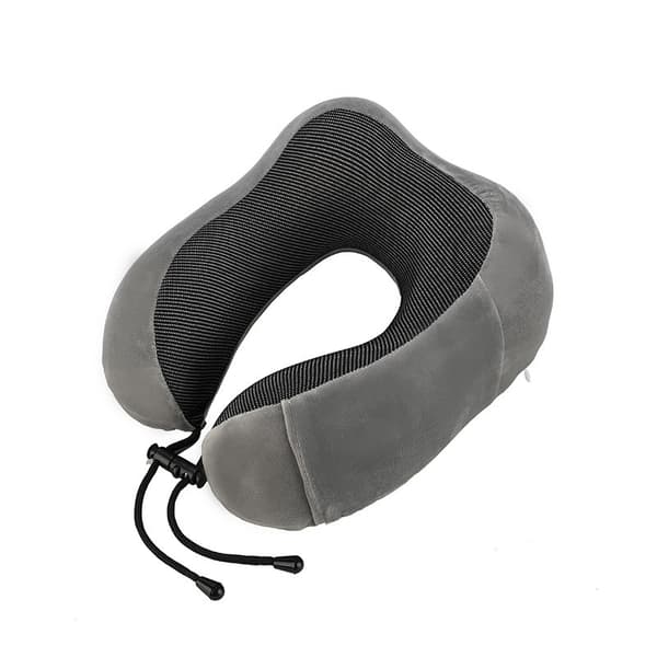 Grå Rejsepude, Memory Foam Rejsepude, Ergonomisk Rejsepude til Fly og Tog