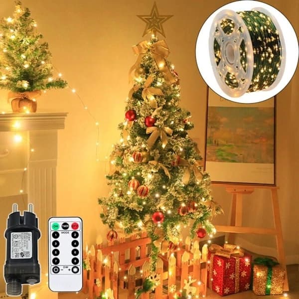 50 m LED light string - 500 LED Warm White - IP44 Waterproof - Remote Control - 8 Light Modes - Christmas Tree Decoration - Outdoor - Wedding - Party